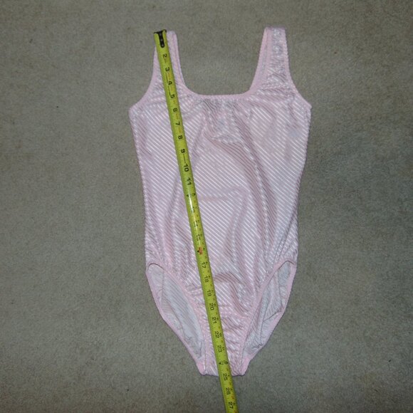 Evan-Picone Pink Striped Leotard L - Picture 6 of 7